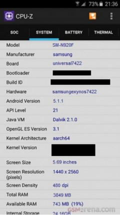 Galaxy Note 5 CPU-Z