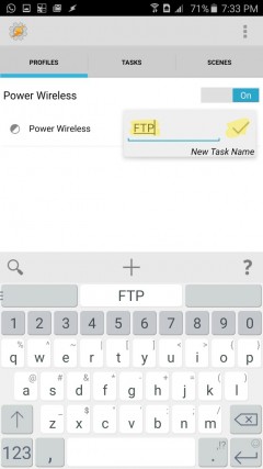 Now you will be prompted to add a task in which we will tell Tasker what to do when the device detects the power state. Name it as FTP