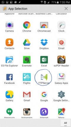 The app that we want to launch is FTPServer