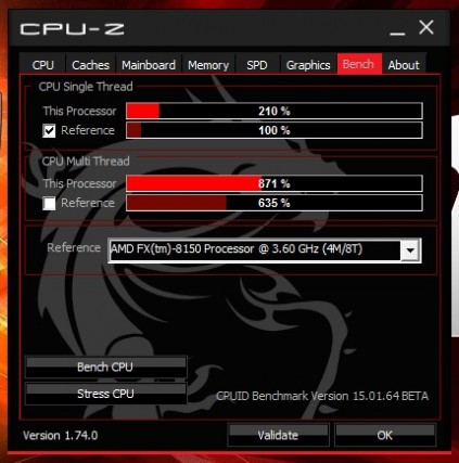 CPU-Z benchmark GP62