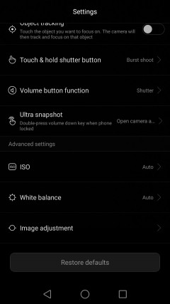 camera settings Huawei P8