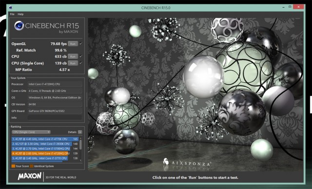 MSI PE60 Cinebench