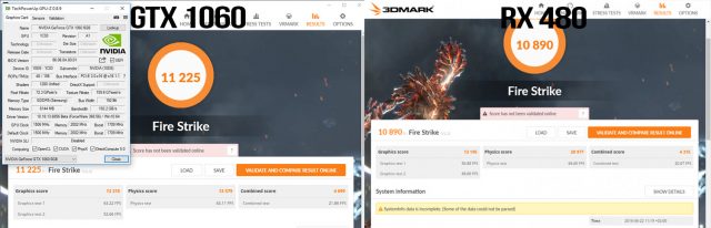 GTX 1060 vs RX 480 Firestrike