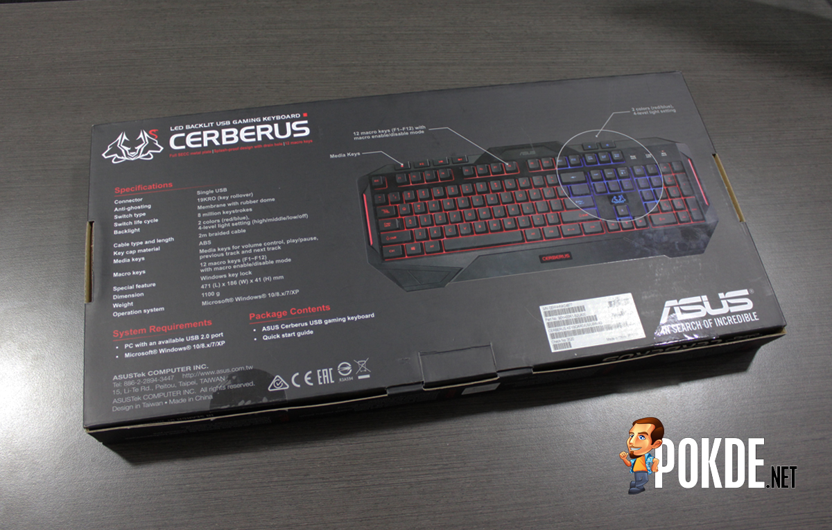 ASUS Cerberus Gaming Keyboard Review — Spill Resistant With LED Backlight – 
