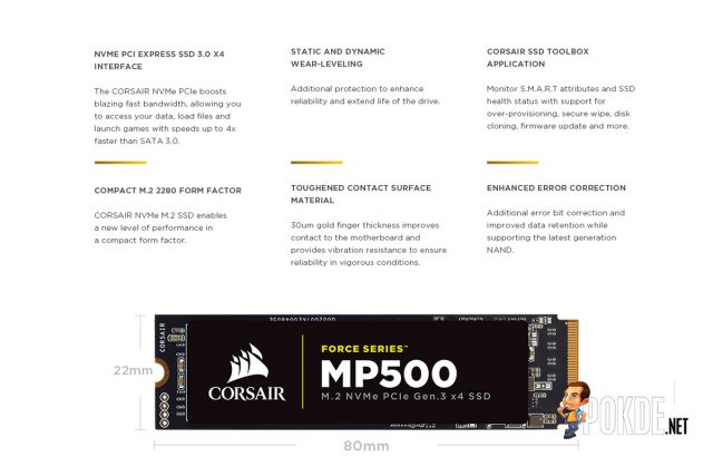 Corsair launched the Corsair Force Series MP500 SSD — Corsair’s fastest M.2 SSD with NVMe 33