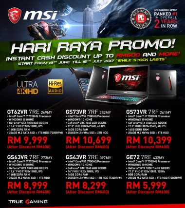 MSI's Hari Raya Promo; With Instant Cash Discount Up to RM 600! 29