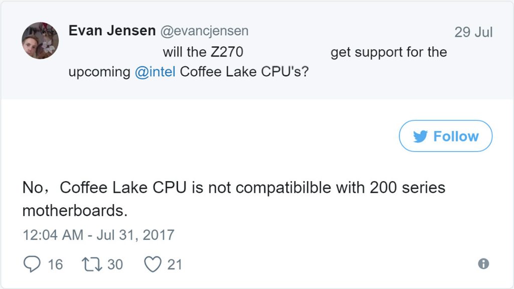 Coffee Lake won't work with Z270 motherboards; new motherboards needed 26