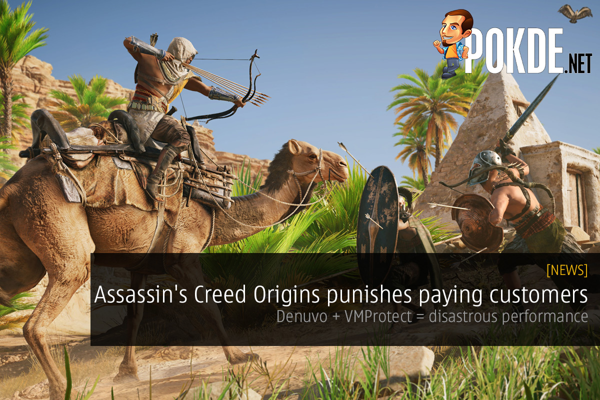 Assassin's Creed Origins punishes paying customers; Denuvo + VMProtect = disastrous performance 30