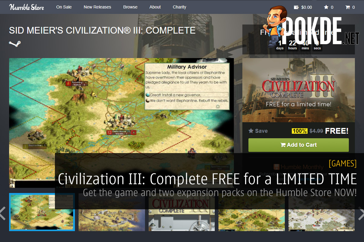 Civilization III: Complete FREE for a LIMITED TIME; get the game and two expansion packs on Humble Bundle NOW 30