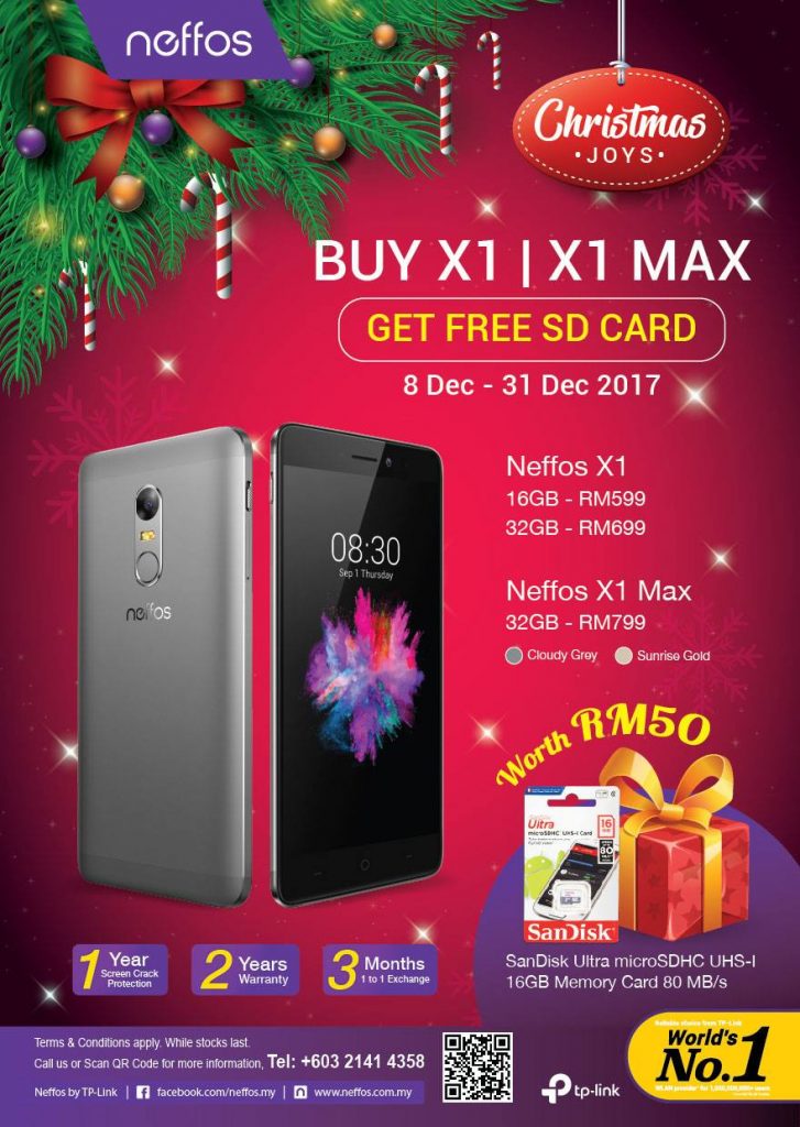Get a free Christmas gift with Neffos; purchase a Neffos X1 or X1 Max and get a gift worth RM50! 24