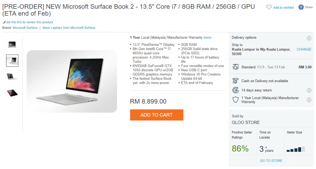Microsoft Surface Book 2 up for pre-orders on Lazada; prices start from RM6899 27