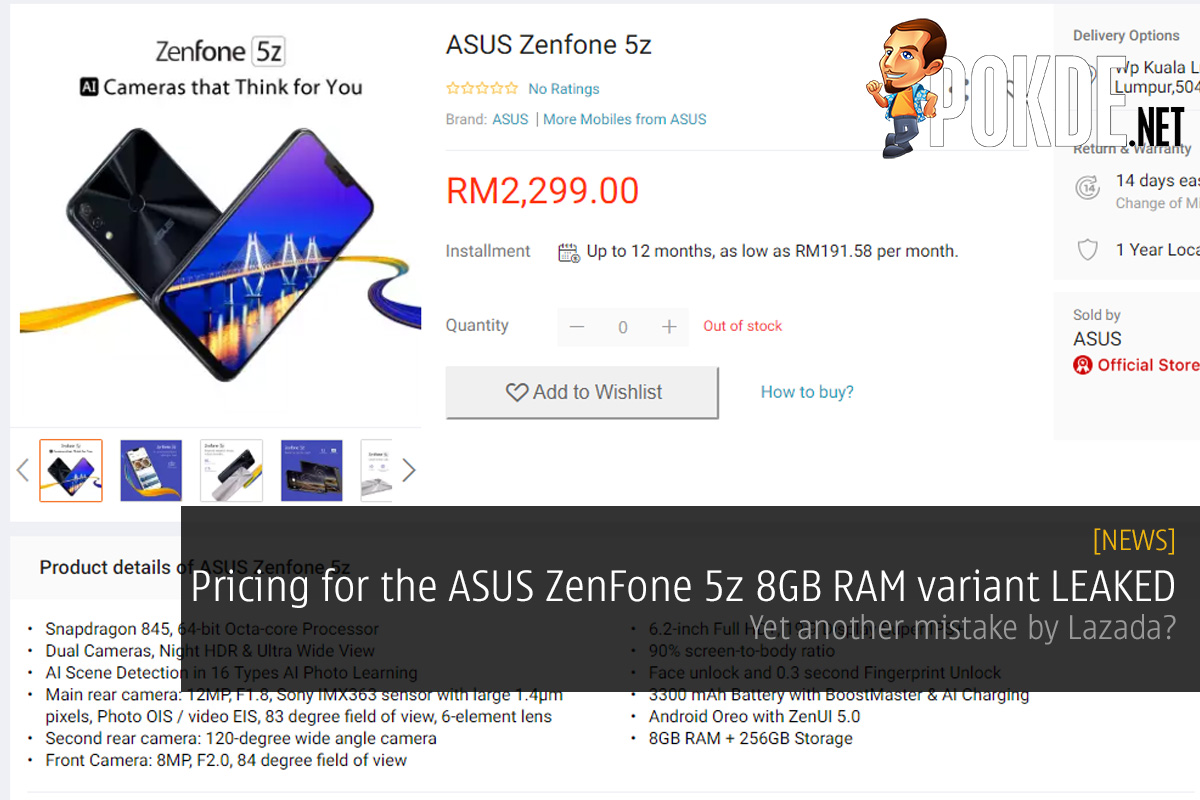 Pricing for the ASUS ZenFone 5z 8GB RAM variant LEAKED — yet another mistake by Lazada? 31