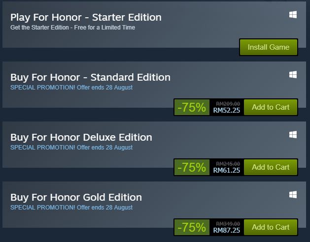 Get For Honor Starter Edition For Free