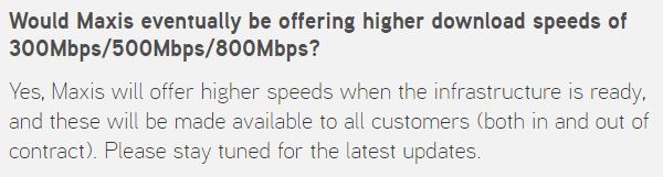 Maxis Fibre To Offer Plans Up to 800Mbps in the Future?