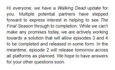 Telltale Games Give Statement on The Walking Dead