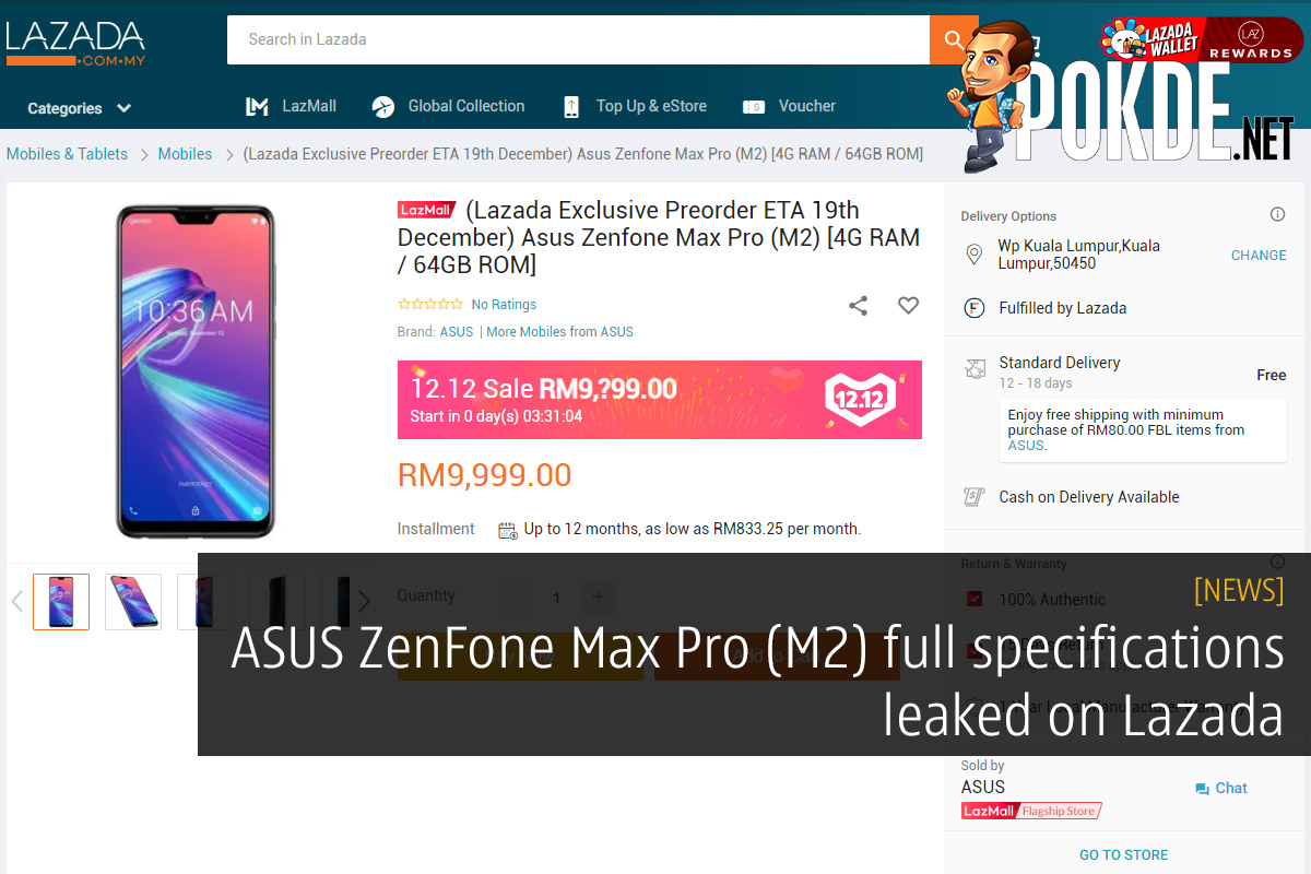 ASUS ZenFone Max Pro (M2) full specifications leaked on Lazada 34