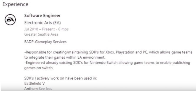 Nintendo Switch Apparently Now Able to Run the EA Frostbite Engine