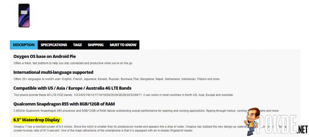 OnePlus 7 pre-maturely listed on retailer's website — reveals some interesting details about its cameras 30