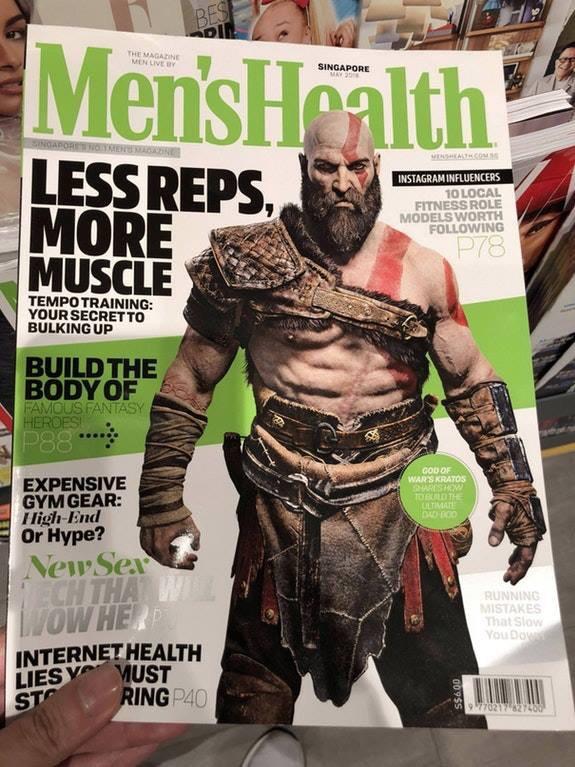 It's gonna be hard to believe but for real, Kratos from God of War is gracing the magazine cover of Men's Health Singapore.