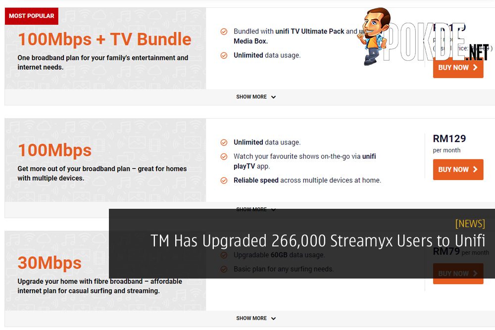 TM Has Upgraded 266,000 Streamyx Users to Unifi