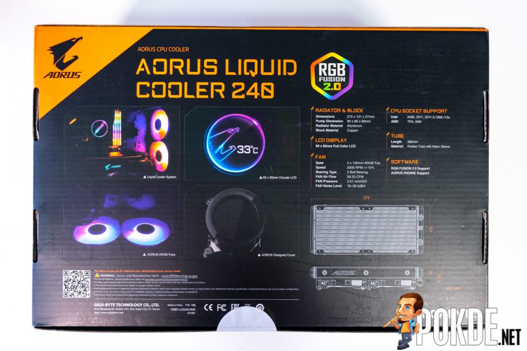 gigabyte aorus liquid cooler 240 box back