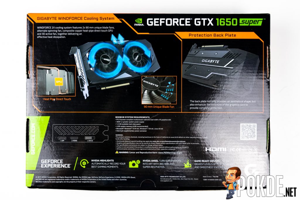 GIGABYTE GeForce GTX 1650 SUPER WINDFORCE OC Review box back