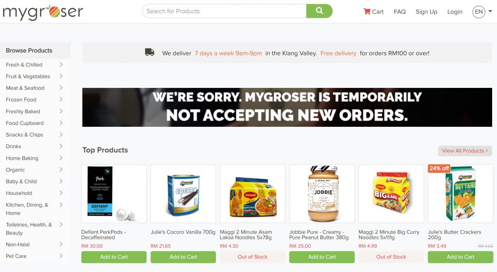 MyGroser Suspends Service and Will Not Be Accepting New Orders