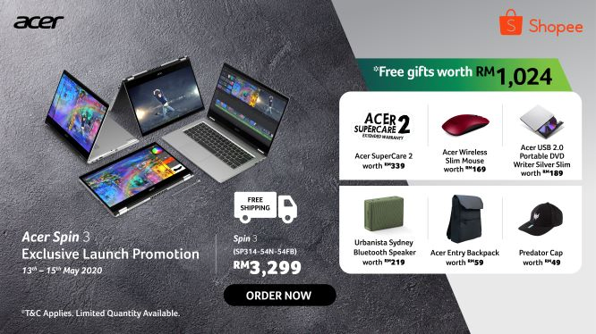 Acer Malaysia Will Be Giving Special Freebies for All Acer Spin 3 Pre-Orders