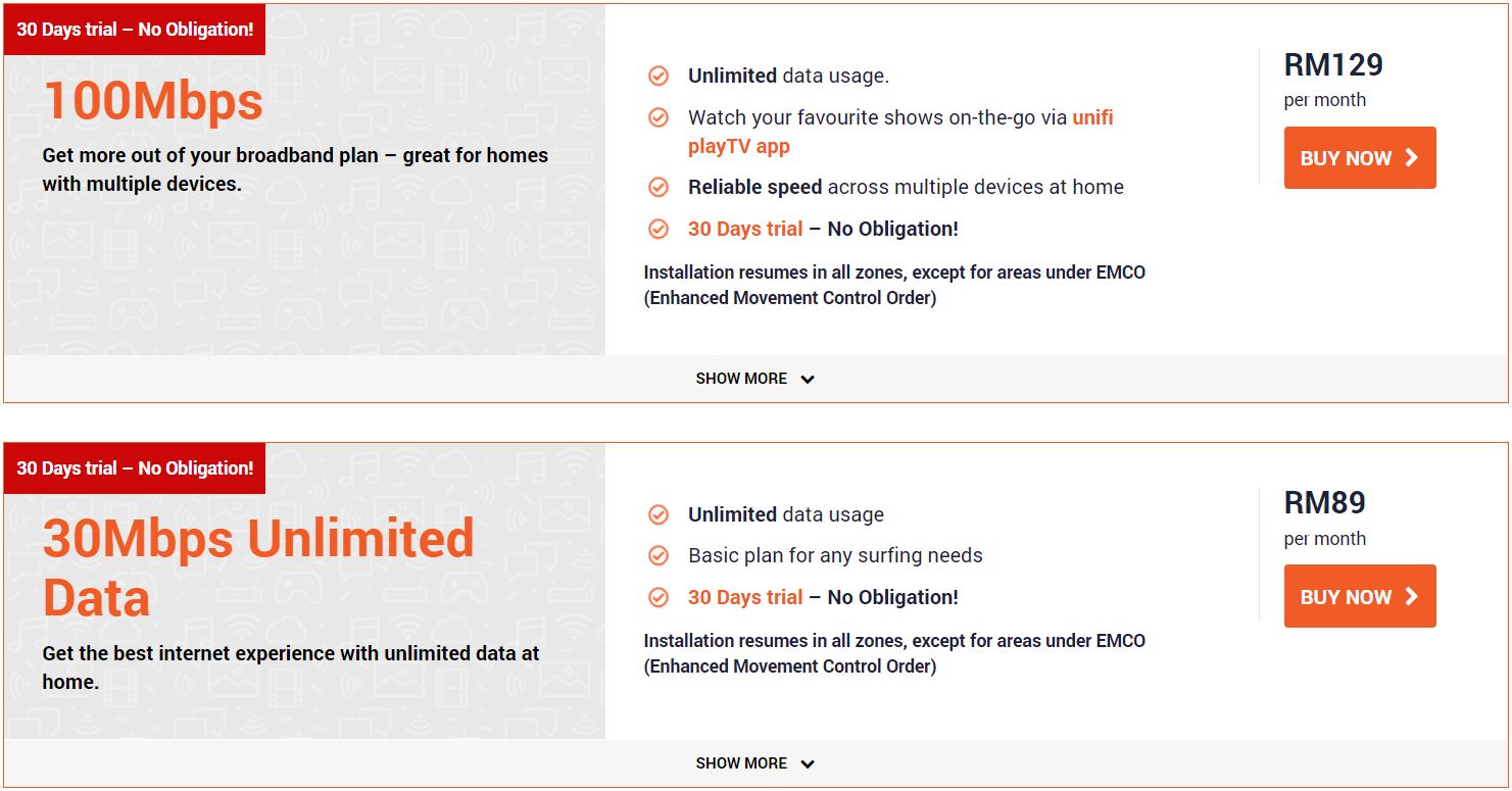 unifi package 30mbps