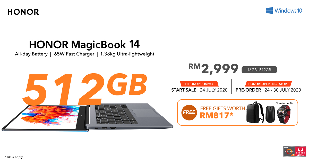 Honor MagicBook 14 With 14-Inch Display, 75Wh Battery Launched in Malaysia:  All Details