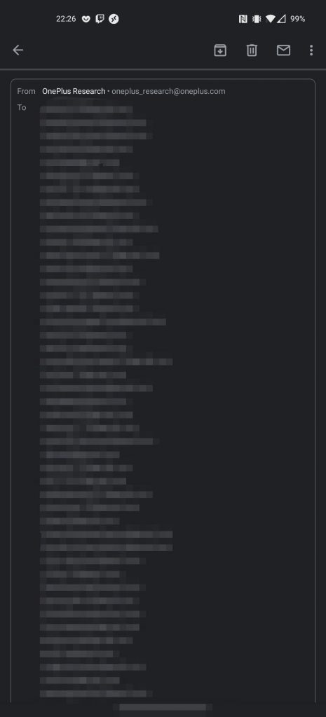 OnePlus leaked email