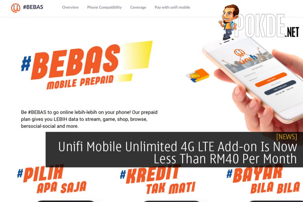Unifi Mobile Unlimited 4G LTE Add-on Is Now Less Than RM40 Per Month