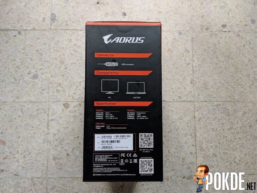 GIGABYTE AORUS H1 Gaming Headset Box Side 2