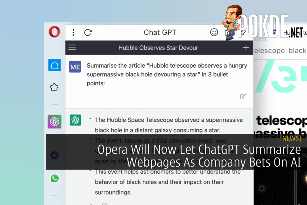 Opera Will Now Let ChatGPT Summarize Webpages As Company Bets On AI 29