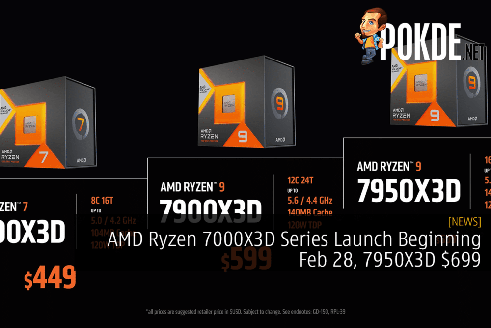 AMD Ryzen 7000X3D Series Launch Beginning Feb 28, 7950X3D $699 29