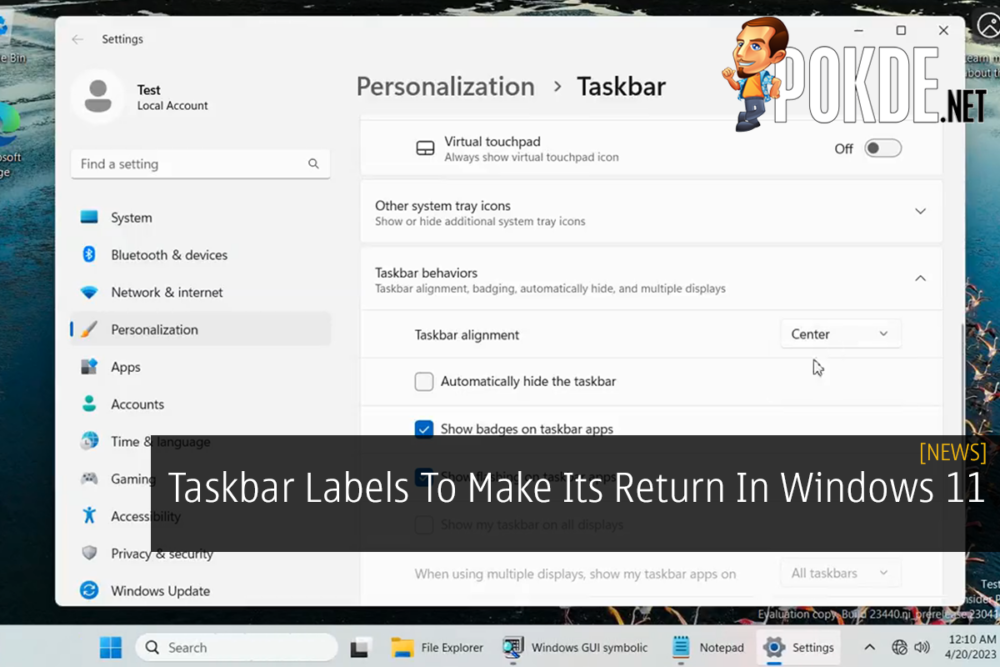 Taskbar Labels To Make Its Return In Windows 11 31