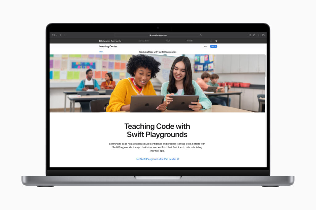 Swift Playgrounds tutorial page for teaching code in educational settings