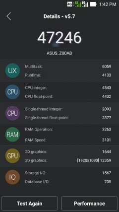 ASUS Zenfone 2 score after OTA update