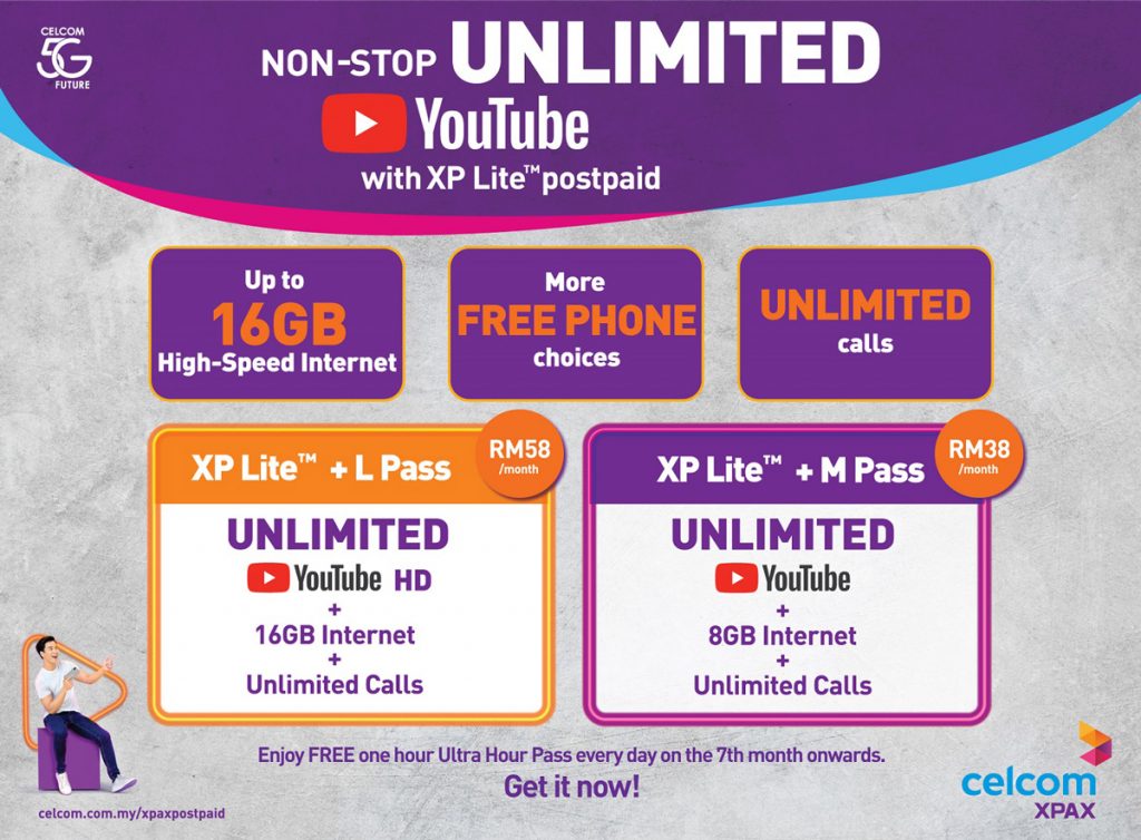 Celcom Upgrade XP Lite Plan Upgraded With Unlimited YouTube From RM38 - 17