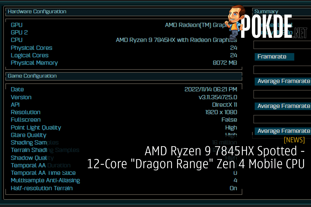 AMD Ryzen 9 7845HX Spotted - 12-Core "Dragon Range" Zen 4 Mobile CPU - 30