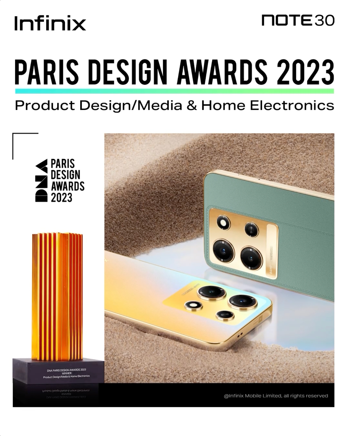 Infinix NOTE 30 (X6716) Claims Award At Paris Design Awards 2023 ...