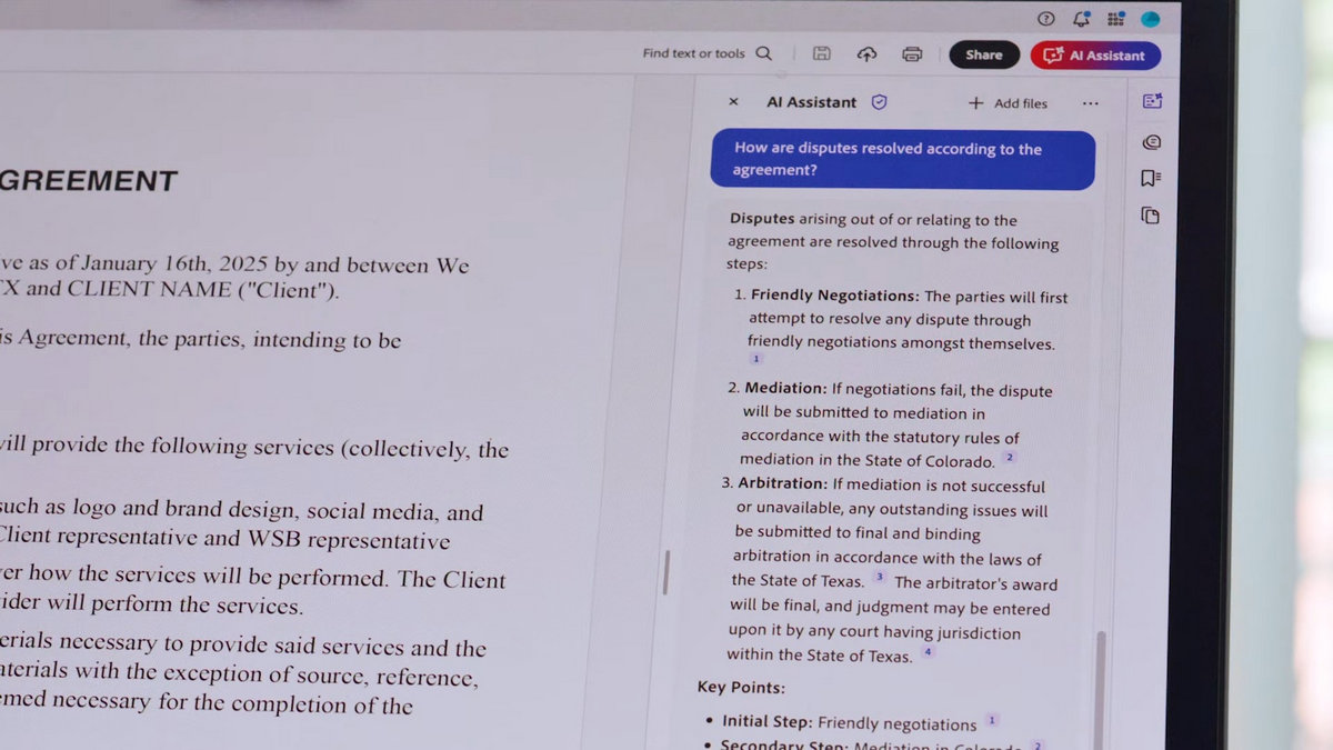 Adobe Acrobat Taps Into AI To Read Contracts For You